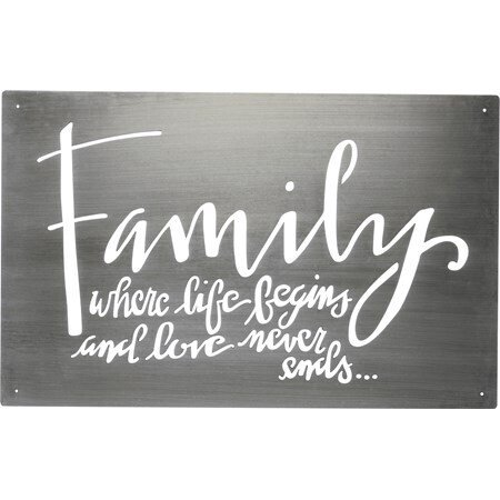 Family Where Life Begins Metal Wall Decor