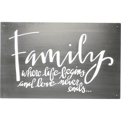 Family Where Life Begins Metal Wall Decor