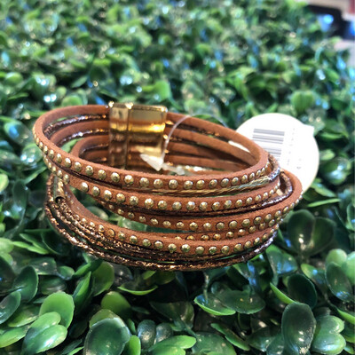 Gold and Leather Bracelet
