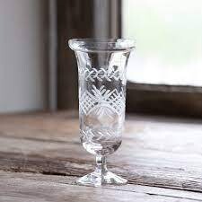 Etched Glass Fluted Vase