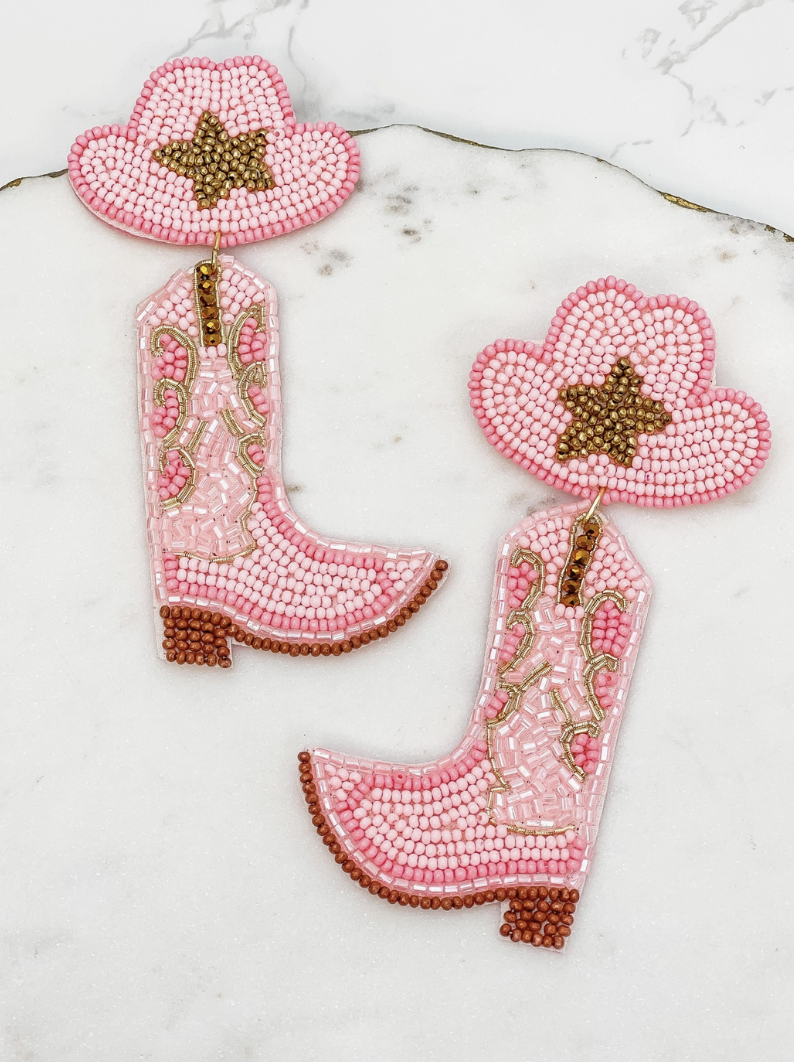 Boots and Hat Beaded Earrings