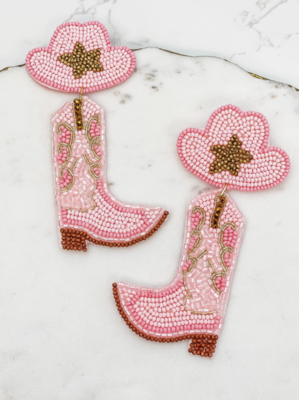 Boots and Hat Beaded Earrings