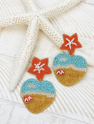 Beach Scene Beaded Earrings