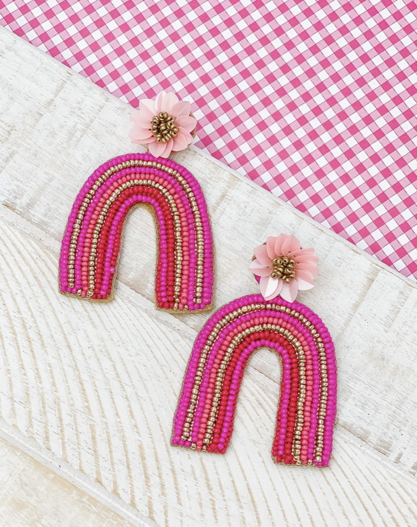 Rainbow Beaded Earrings