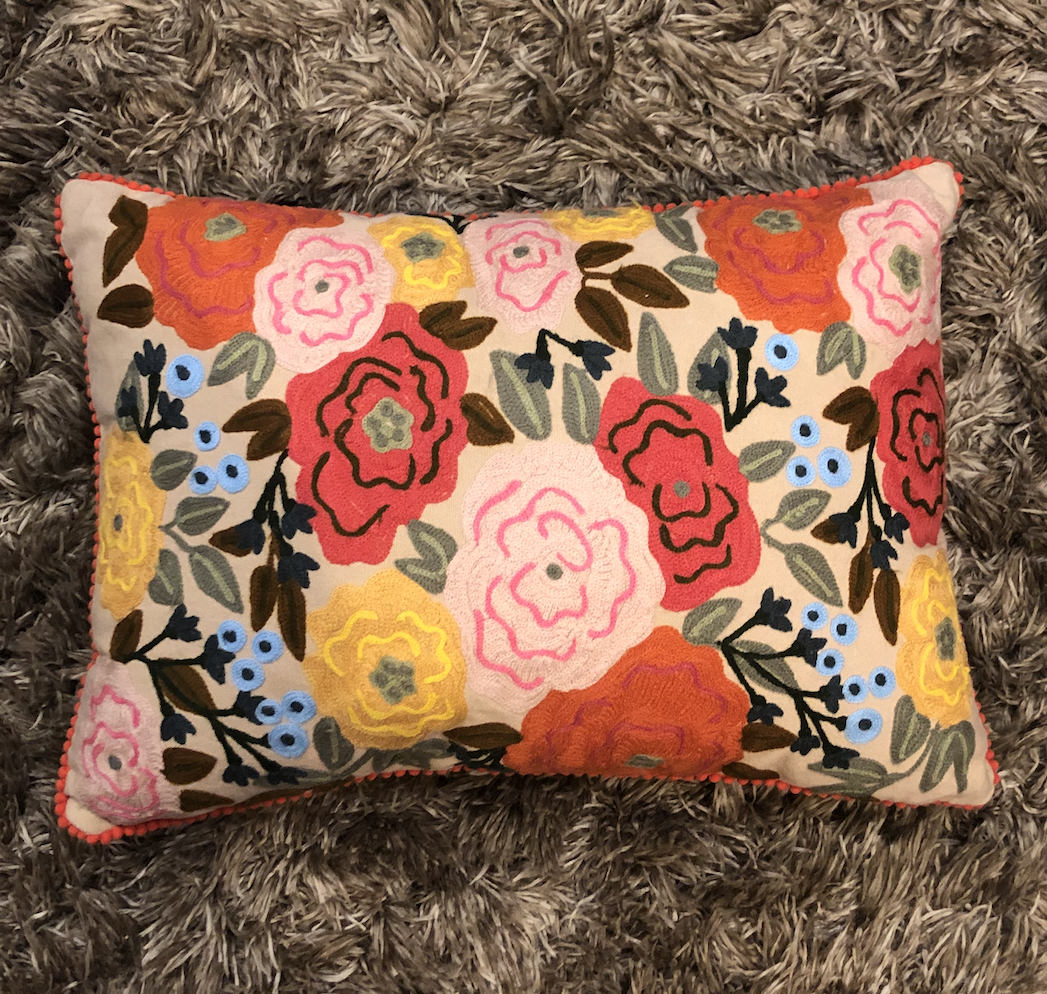 Neutral Flower Tan Pillow 