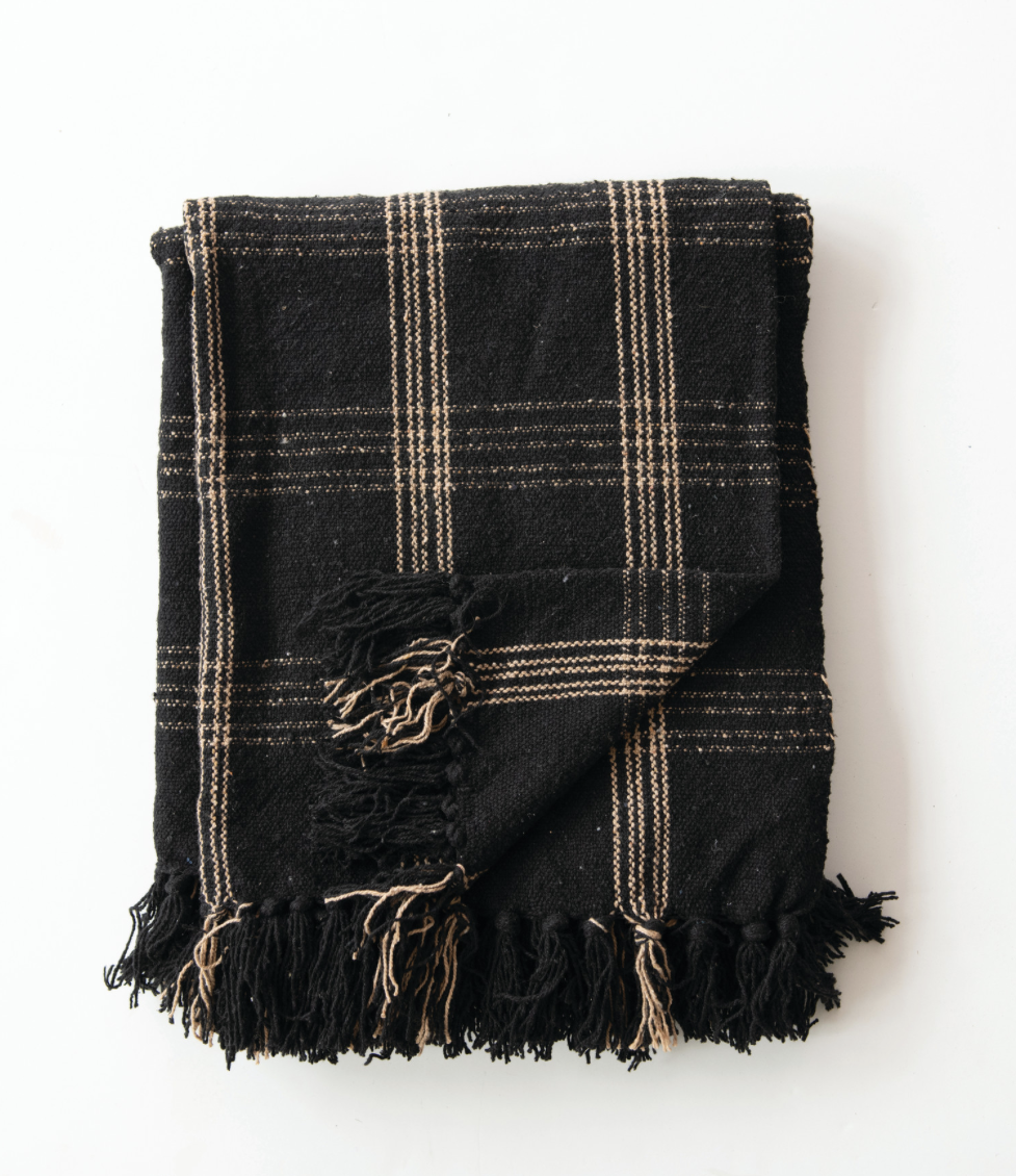 Plaid Black Throw