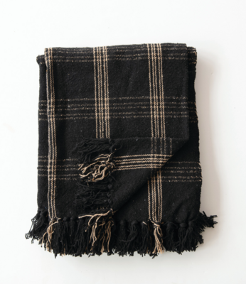 Plaid Black Throw