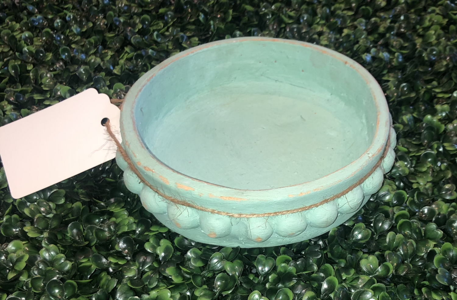 Clay Round Candle Holder- Turquoise