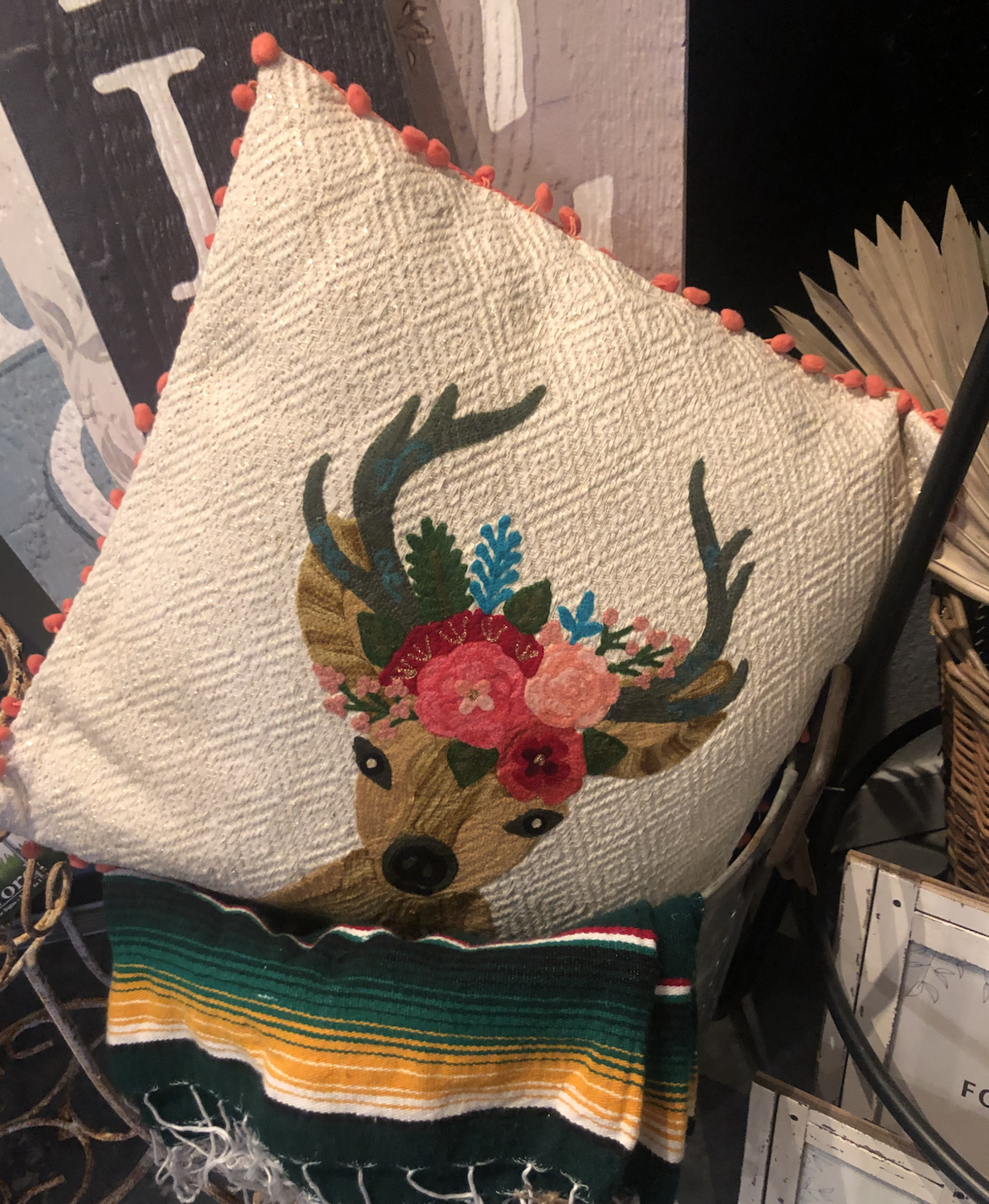 Floral Deer Pillow