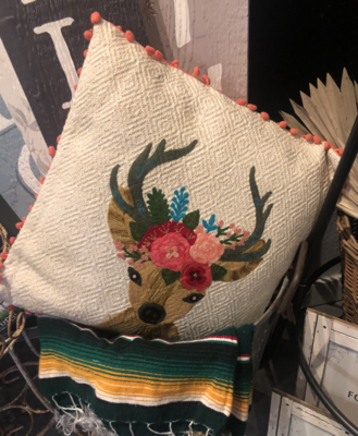 Floral Deer Pillow