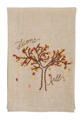 Welcome Fall Embroidered  Tea Towel