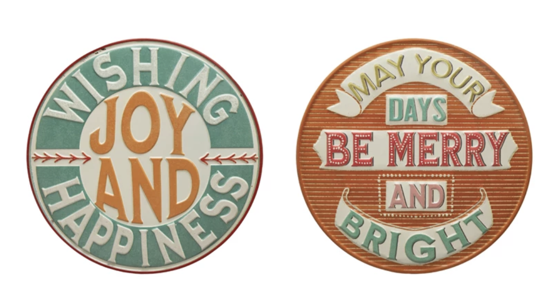 Bright Circle Metal Christmas Signs