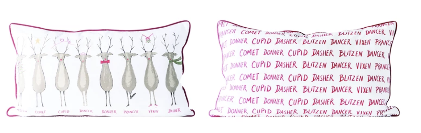 12 Reindeer Names Pillow