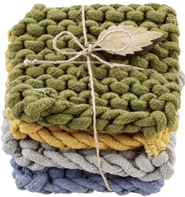 Green Crochet Coasters