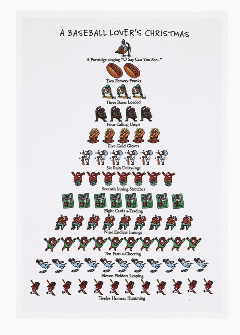 Baseball Lover's Christmas Tea Towel