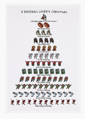 Baseball Lover's Christmas Tea Towel