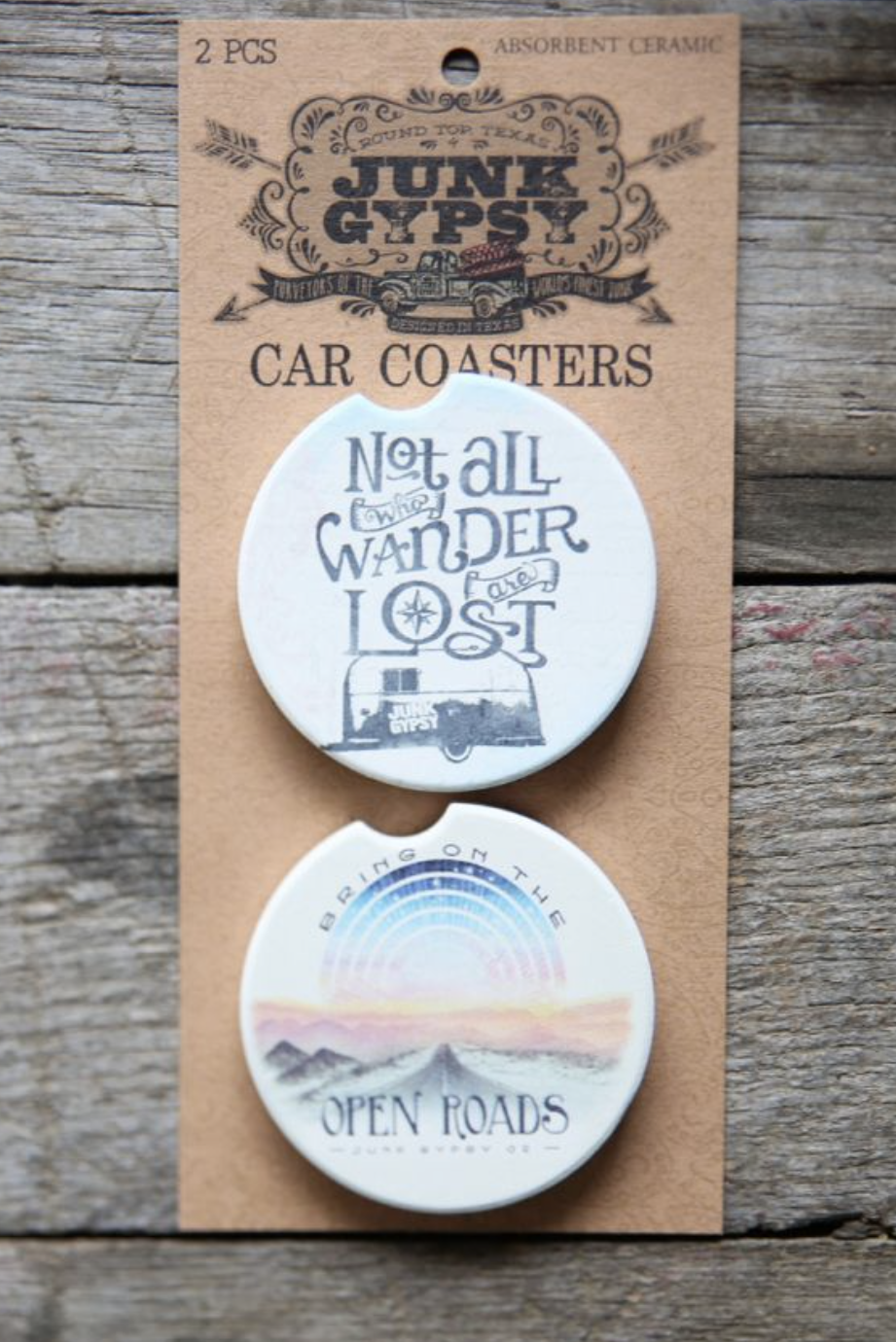 Not All Wander/Open Road Car Coasters