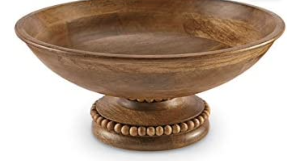Brown Beaded Pedestal Serving Bowl