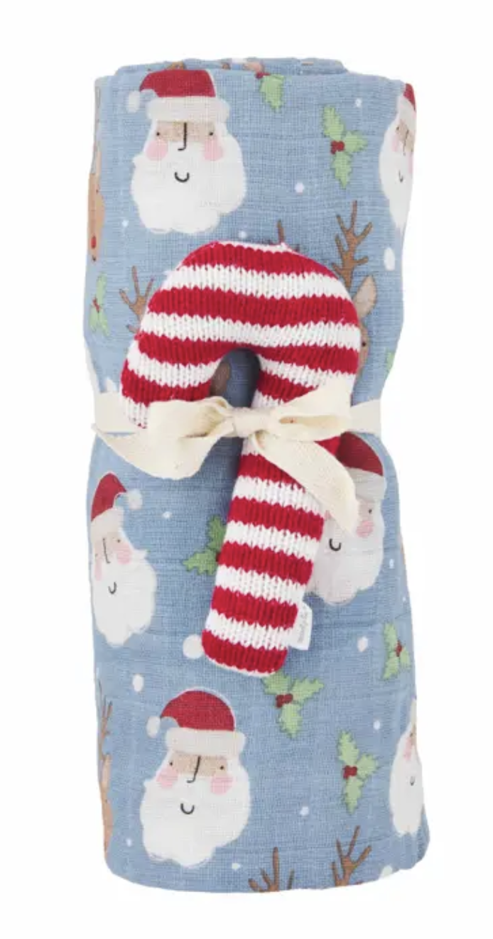 Blue Christmas Swaddle Set
