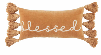Blessed Pillow Orange Velvet