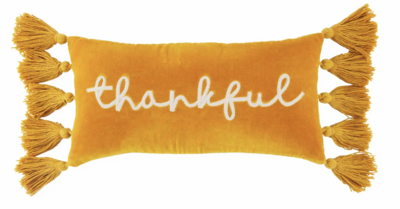 Thankful Pillow Mustard Velvet