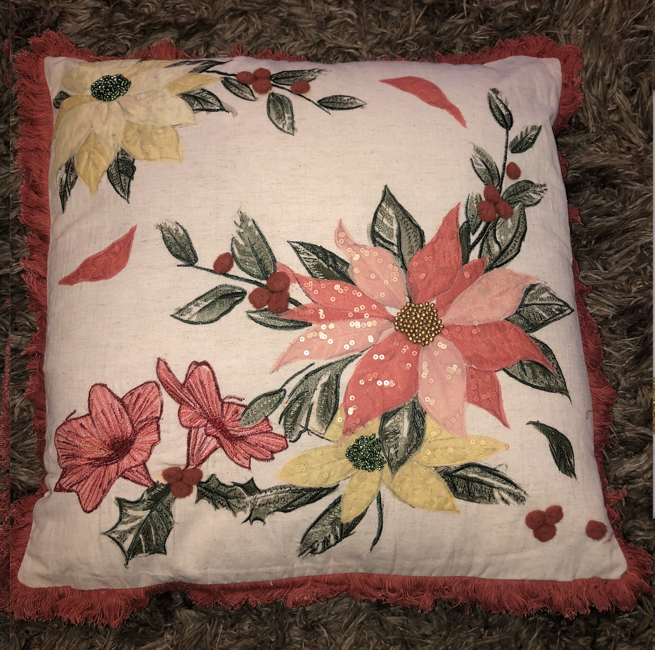 Pink Poinsettia Pillow