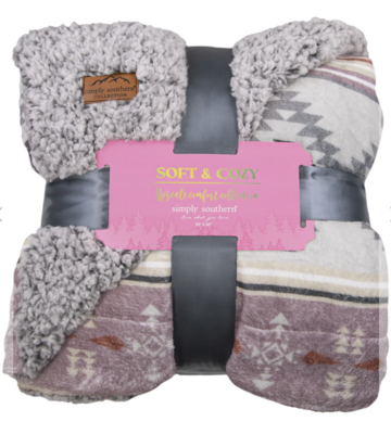 Fleece Purple Aztec Blanket