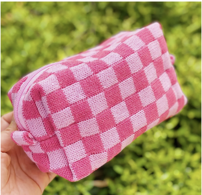 Check Yourself Pink Cosmetic Bag
