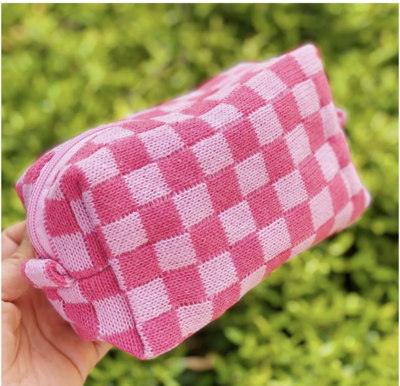 Check Yourself Pink Cosmetic Bag