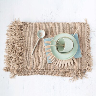 Tan Cotton Placemat with Tassles