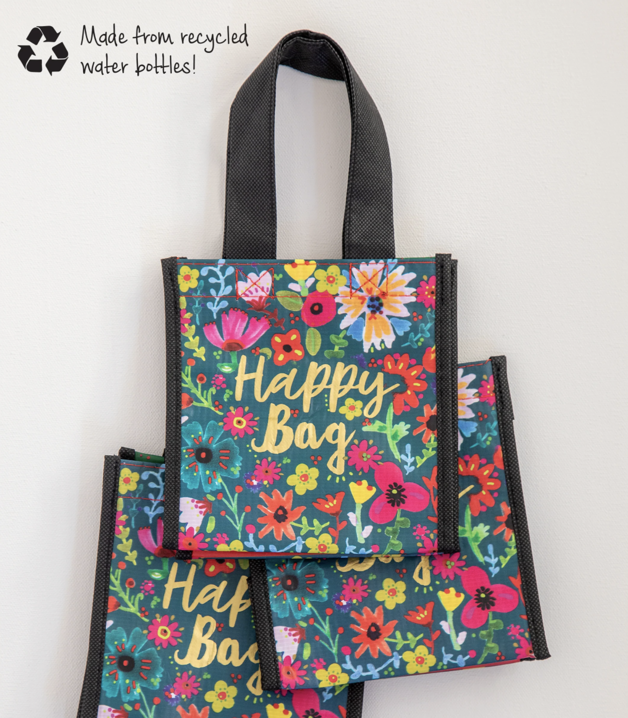 Small Happy Bag- Teal Gold Floral