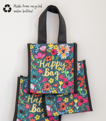 Small Happy Bag- Teal Gold Floral