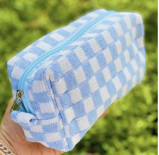 Check Yourself Cosmetic Bag- Blue