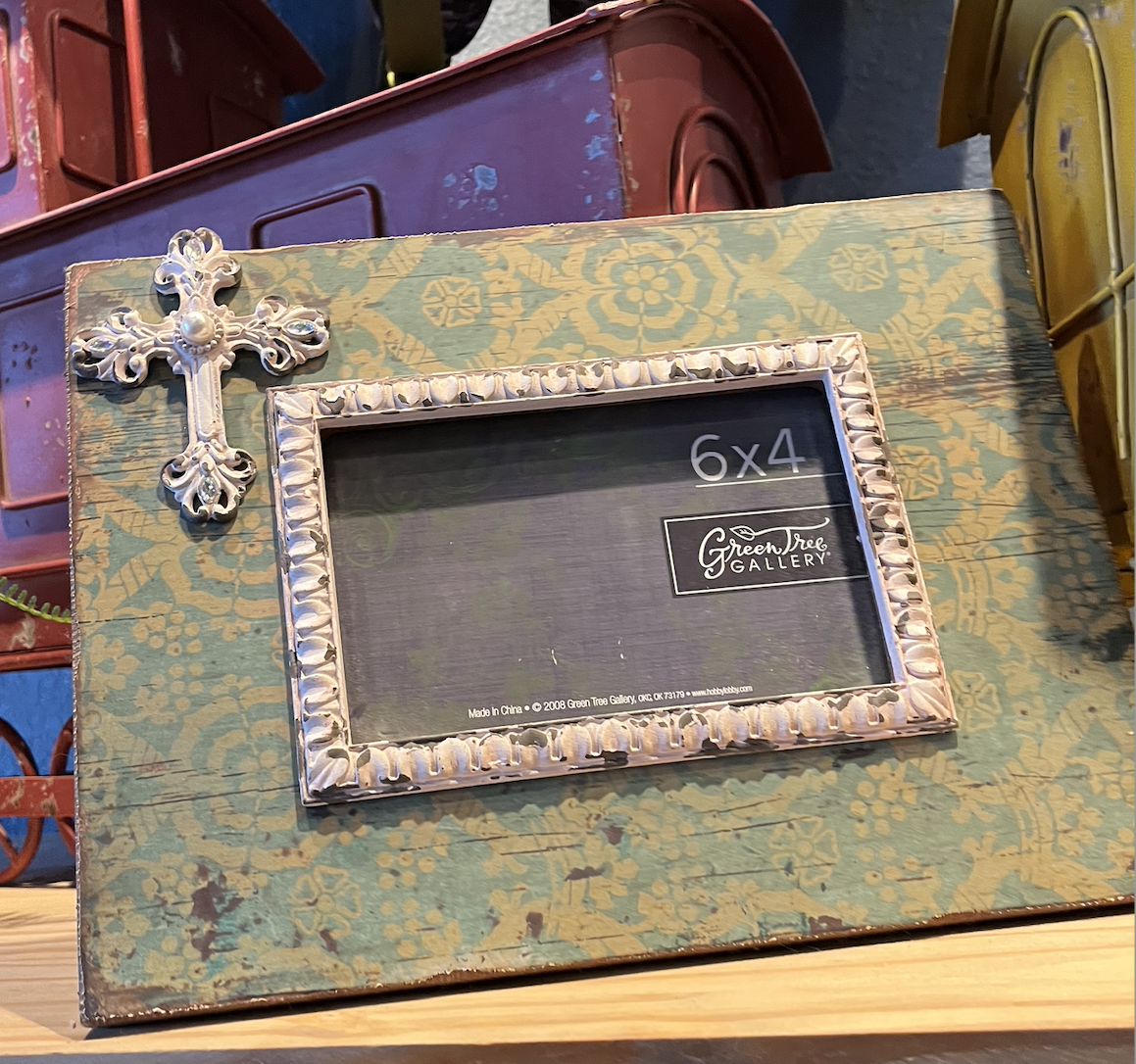 Green floral frame with cross