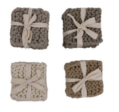 4 Styles Crochet Coasters- Neutrals