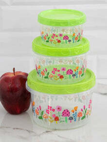 Set of 3 containers - Green and Floral