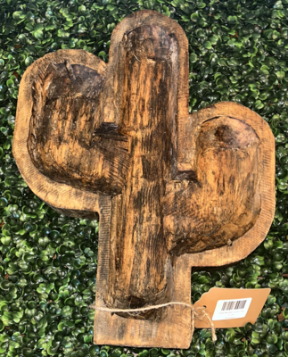 Small Wooden Cactus Tray