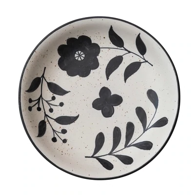 White and Black Hand Painted Bowl