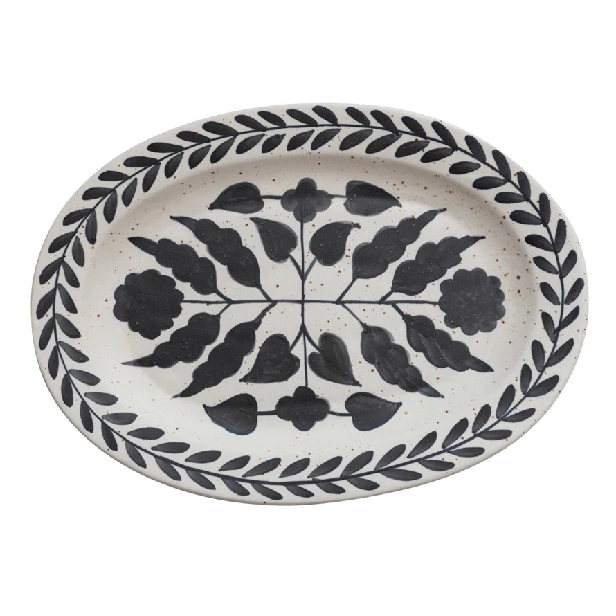 White and Black Stoneware Platter