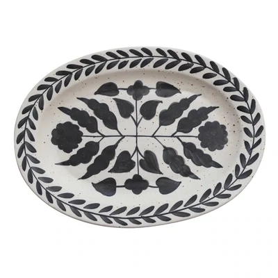 White and Black Stoneware Platter