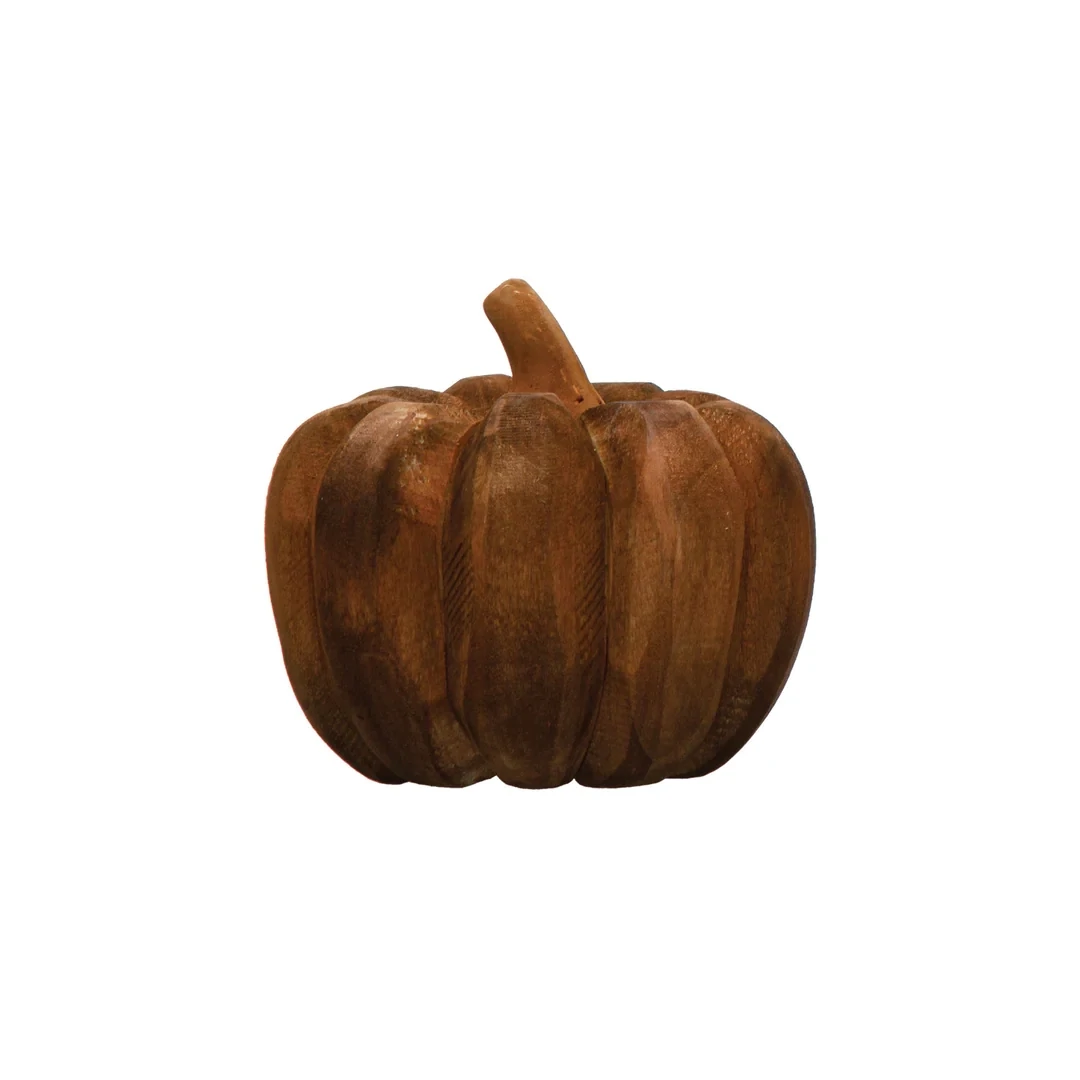 Hand Carved Wooden Pumpkin