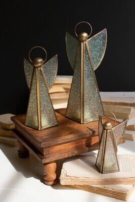 Antique Brass and Glass Christmas Angel - S