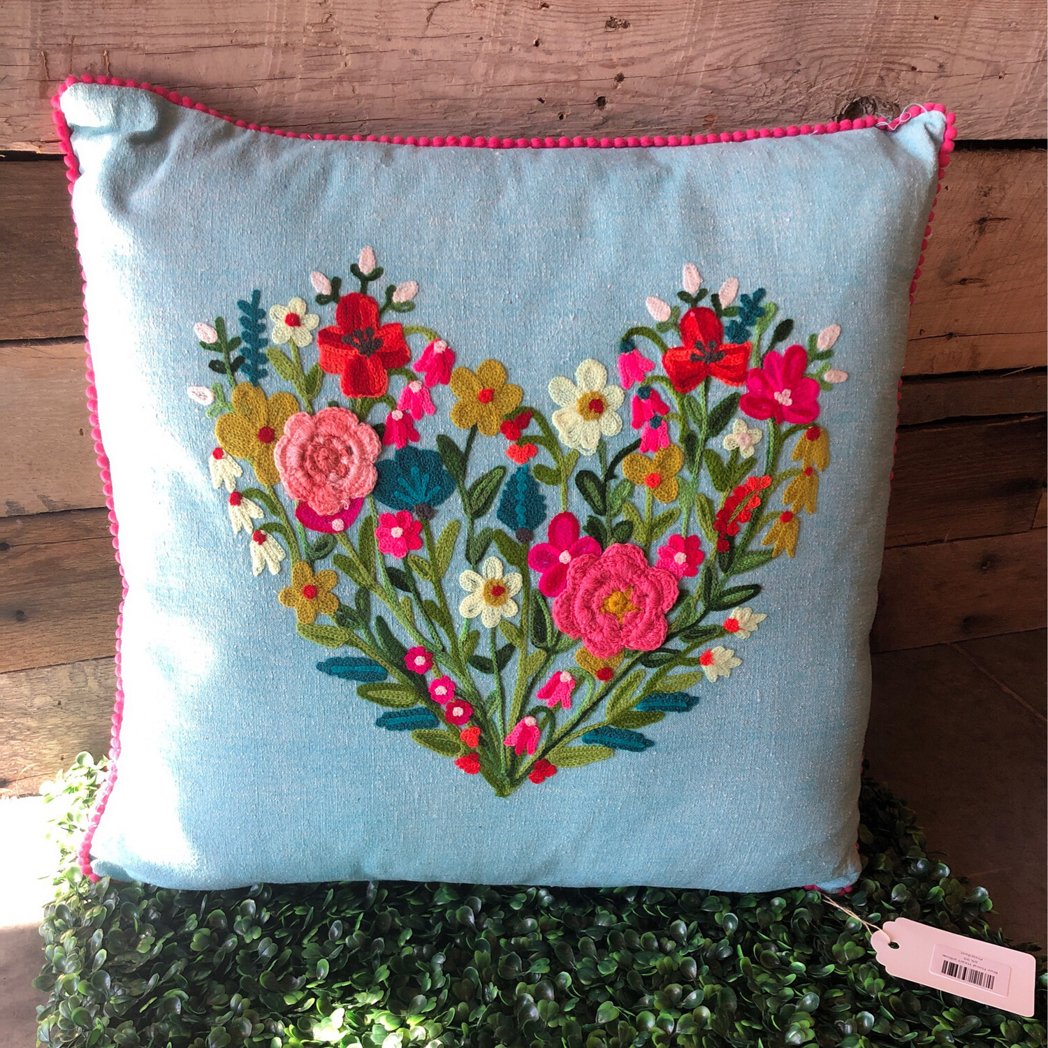 Blue Floral Heart pillow