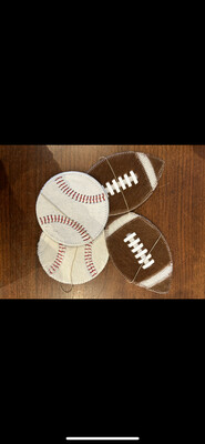 Sports themed cowhide coasters
