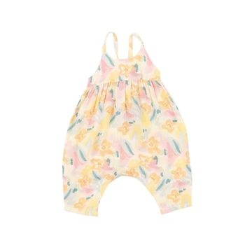 Paris Bouquet Tie Back Romper - 3-6M
