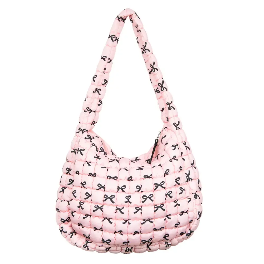 Pink Coquette bow Puffer Tote