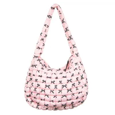 Pink Coquette bow Puffer Tote