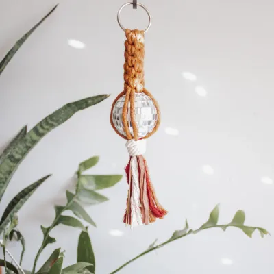 Disco Ball Car Charm- Orange