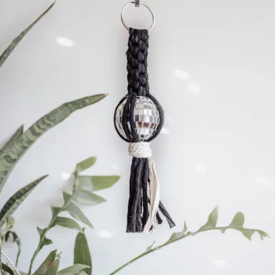 Disco Ball Car Charm- Black