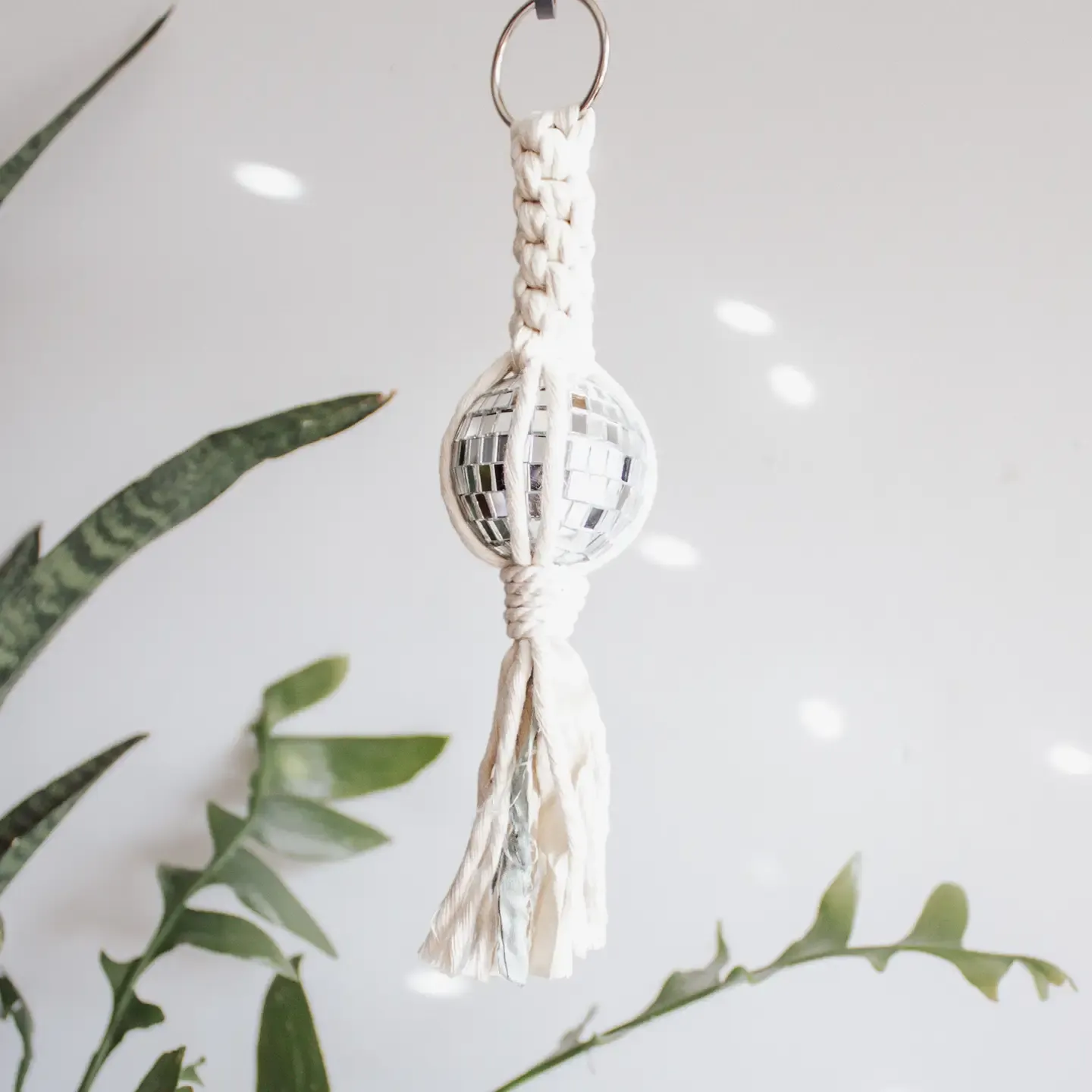 Disco Ball Car Charm- White